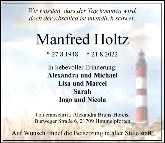 Anzeige von Manfred Holtz von OM-Medien