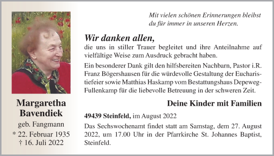 Anzeige von Margaretha Bavendiek von OM-Medien