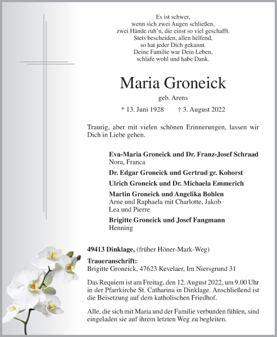 Anzeige von Maria Groneick von OM-Medien