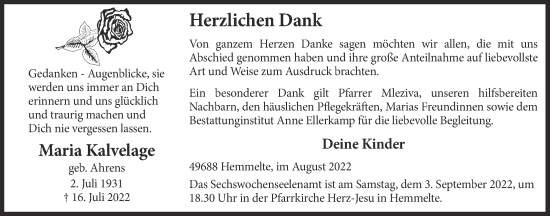 Anzeige von Maria Kalvelage von OM-Medien