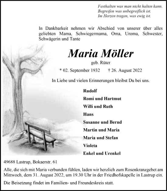 Anzeige von Maria Möller von OM-Medien