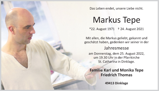Anzeige von Markus Tepe von OM-Medien