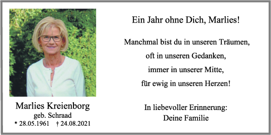 Anzeige von Marlies Kreienborg von OM-Medien