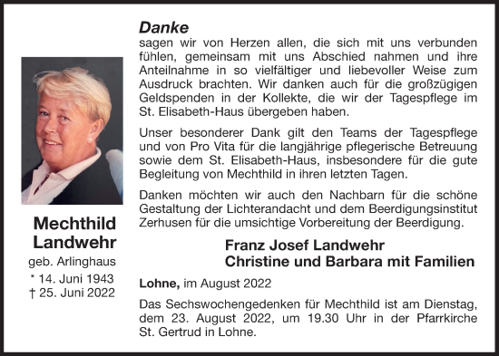 Anzeige von Mechthild Landwehr von OM-Medien