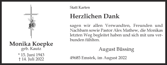 Anzeige von Monika Koepke von OM-Medien
