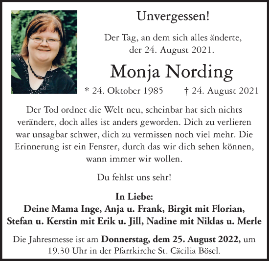 Anzeige von Monja Nording von OM-Medien