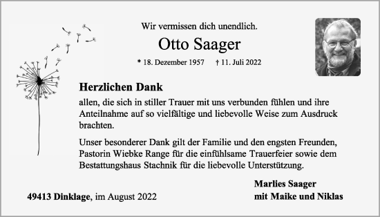Anzeige von Otto Saager von OM-Medien