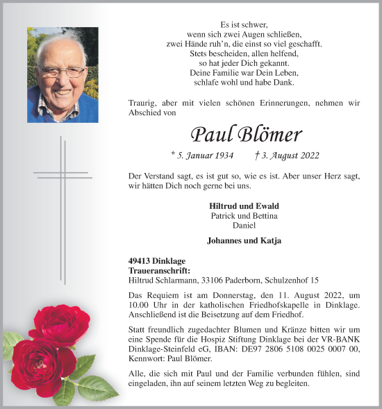 Anzeige von Paul Blömer von OM-Medien