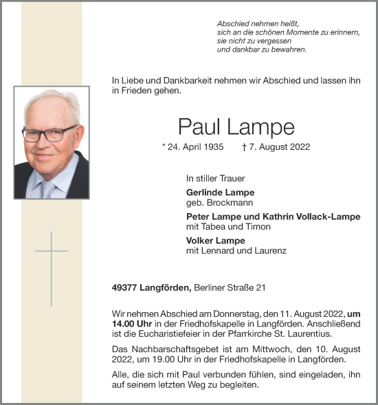 Anzeige von Paul Lampe von OM-Medien
