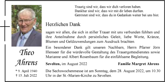 Anzeige von Theo Ahrens von OM-Medien