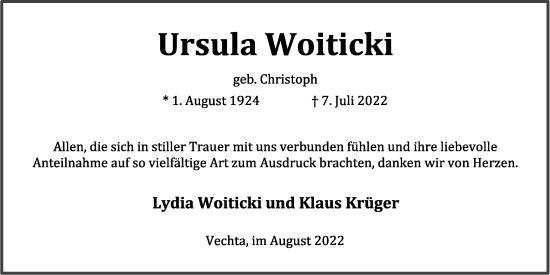 Anzeige von Ursula Woiticki von OM-Medien
