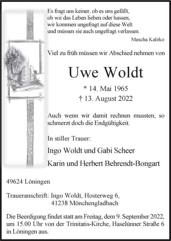 Anzeige von Uwe Woldt von OM-Medien