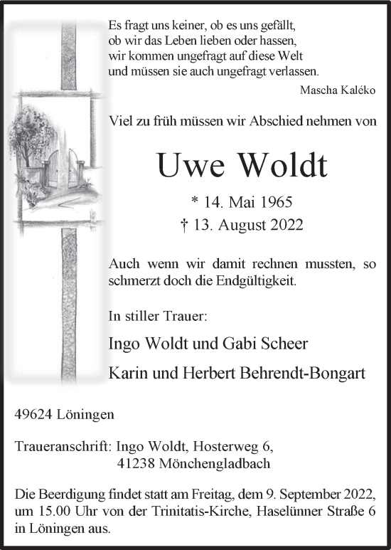 Anzeige von Uwe Woldt von OM-Medien