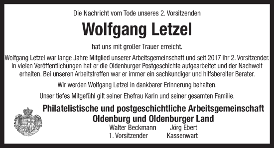 Anzeige von Wolfgang Letzel von OM-Medien