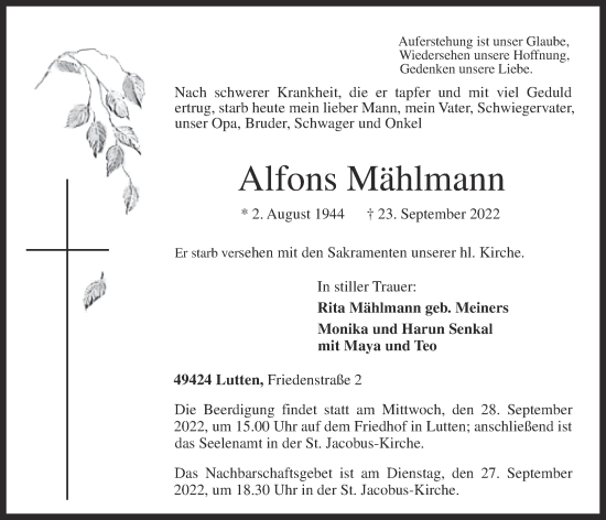 Anzeige von Alfons Mählmann von OM-Medien