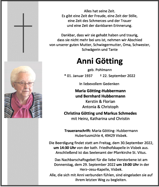 Anzeige von Anni Götting von OM-Medien