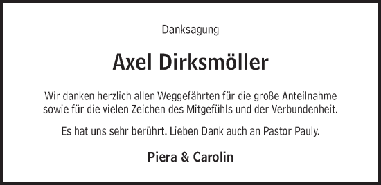 Anzeige von Axel Dirksmöller von OM-Medien