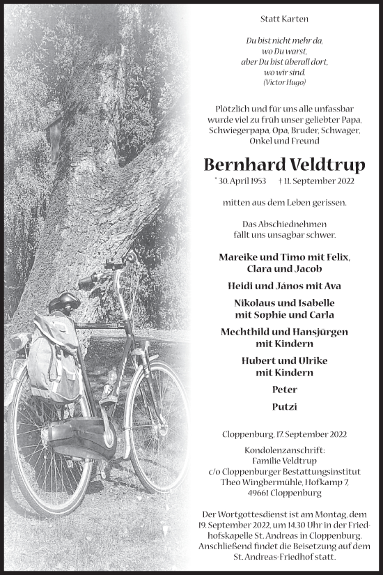 Anzeige von Bernhard Veldtrup von OM-Medien