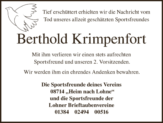 Anzeige von Berthold Krimpenfort von OM-Medien