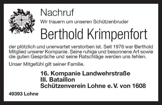 Anzeige von Berthold Krimpenfort von OM-Medien