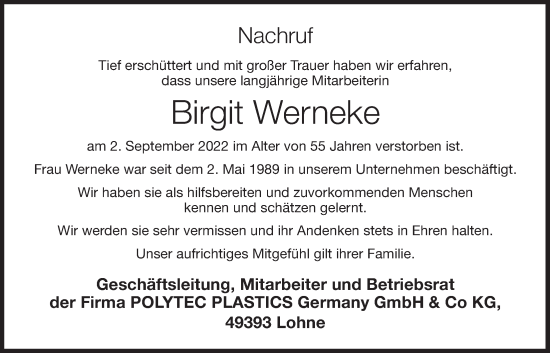 Anzeige von Birgit Werneke von OM-Medien