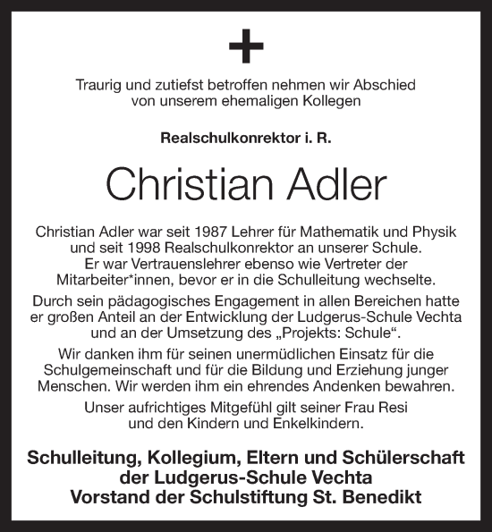 Anzeige von Christian Adler von OM-Medien