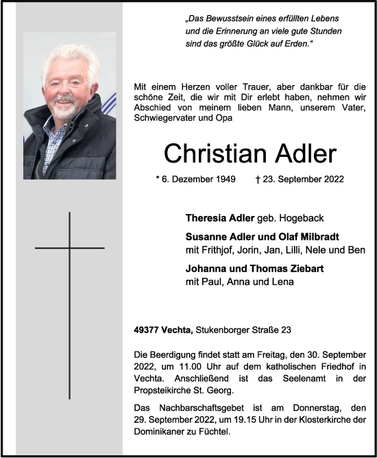 Anzeige von Christian Adler von OM-Medien