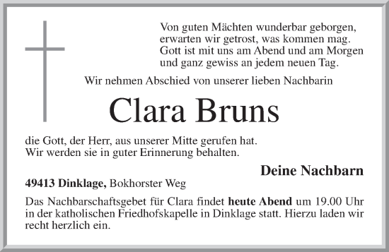 Anzeige von Clara Bruns von OM-Medien