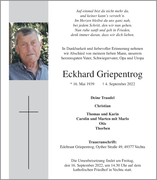 Anzeige von Eckhard Griepentrog von OM-Medien