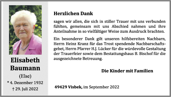 Anzeige von Elisabeth Baumann von OM-Medien