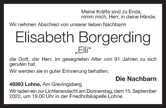 Anzeige von Elisabeth Borgerding von OM-Medien