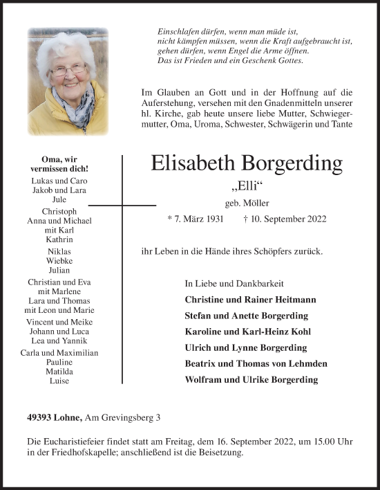 Anzeige von Elisabeth Borgerding von OM-Medien
