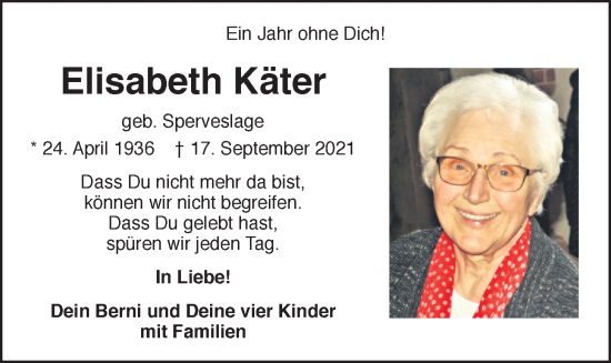 Anzeige von Elisabeth Käter von OM-Medien
