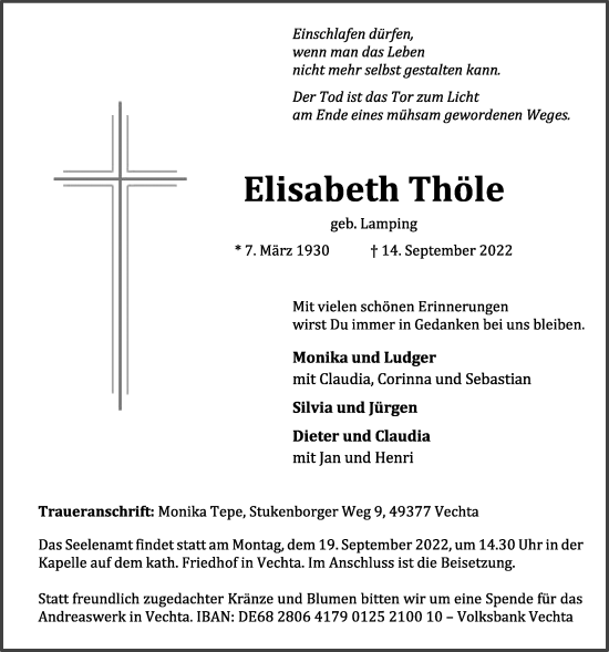 Anzeige von Elisabeth Thöle von OM-Medien