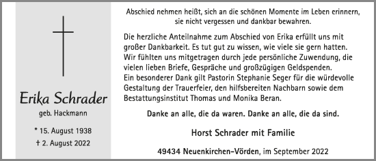 Anzeige von Erika Schrader von OM-Medien