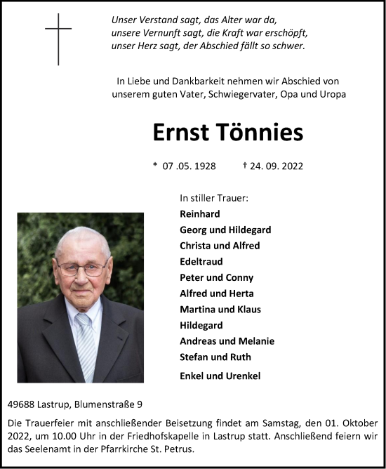 Anzeige von Ernst Tönnies von OM-Medien