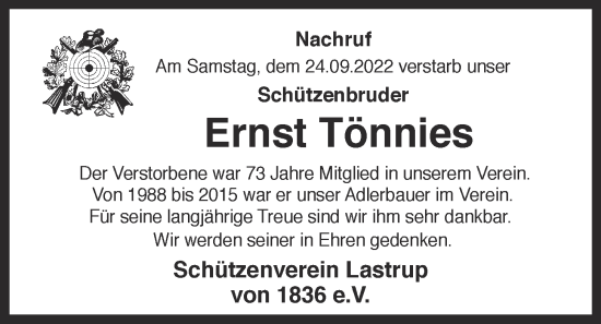 Anzeige von Ernst Tönnies von OM-Medien