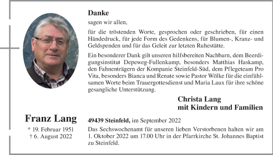 Anzeige von Franz Lang von OM-Medien