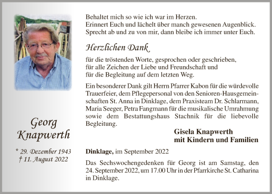 Anzeige von Georg Knapwerth von OM-Medien