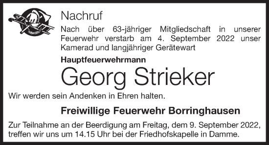 Anzeige von Georg Strieker von OM-Medien