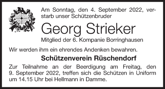 Anzeige von Georg Strieker von OM-Medien