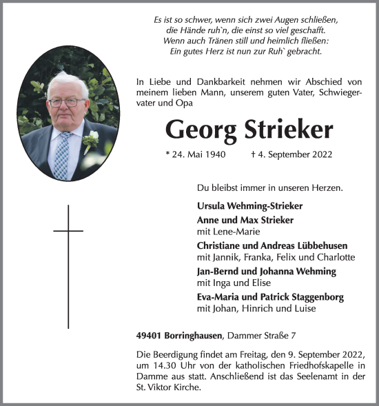 Anzeige von Georg Strieker von OM-Medien