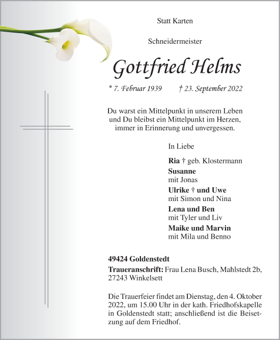 Anzeige von Gottfried Helms von OM-Medien