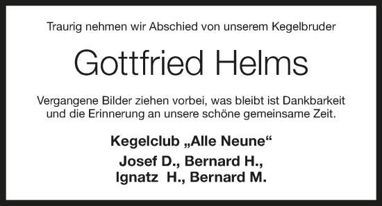 Anzeige von Gottfried Helms von OM-Medien