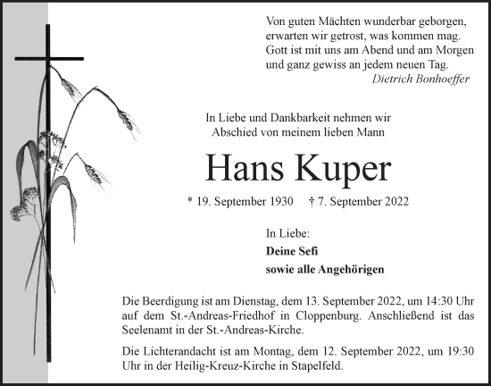 Anzeige von Hans Kuper von OM-Medien