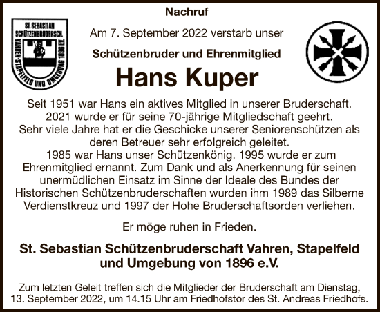 Anzeige von Hans Kuper von OM-Medien