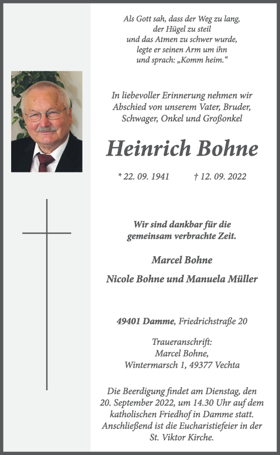 Anzeige von Heinrich Bohne von OM-Medien