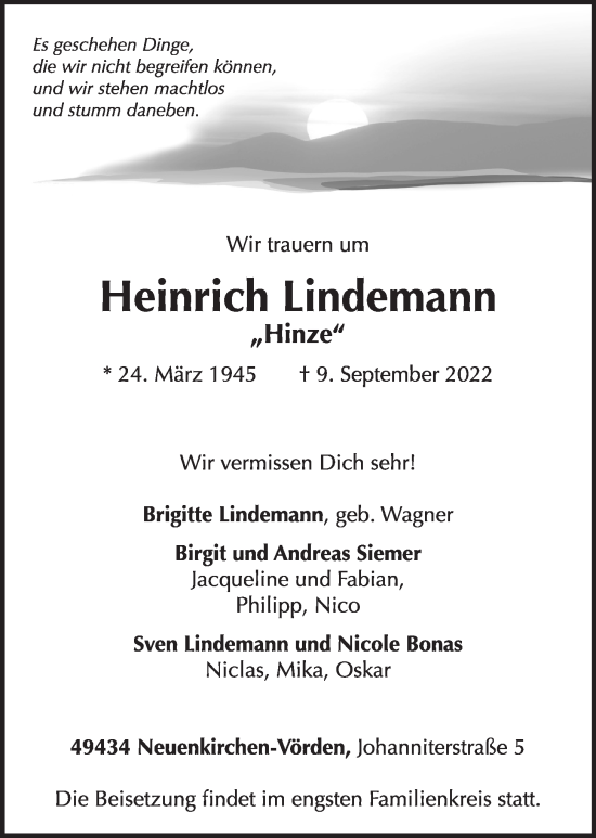 Anzeige von Heinrich Lindemann von OM-Medien