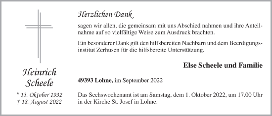 Anzeige von Heinrich Scheele von OM-Medien