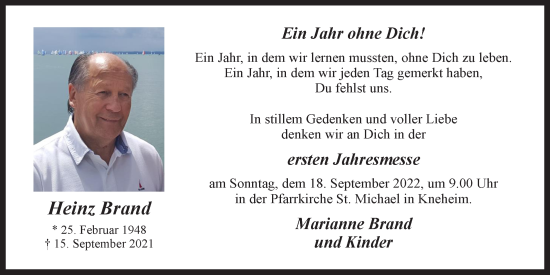 Anzeige von Heinz Brand von OM-Medien